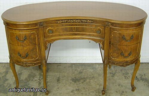 Antique Ornate French Style Kidney Desk