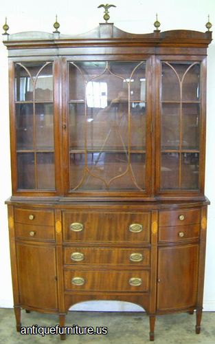Antique Inlaid Mahogany Breakfront