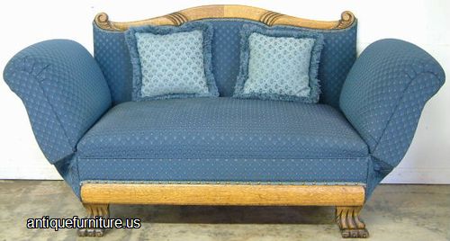 Antique Oak Reclining Settee