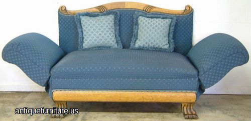 Antique Oak Reclining Settee