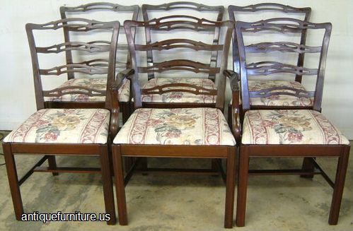 Antique Set Of 6 Mahogany Dining Room Chairs