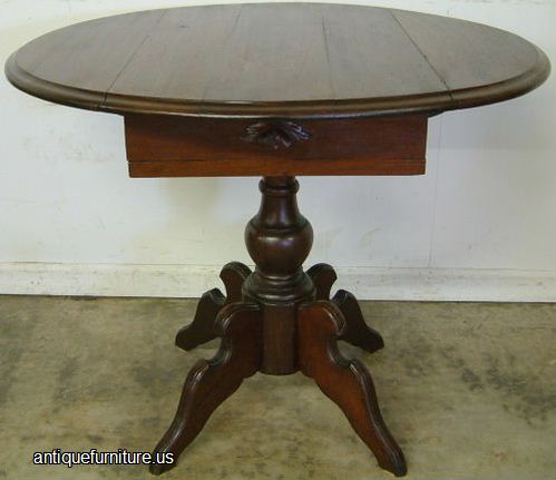 Antique Victorian Walnut Dropleaf Lamp Table