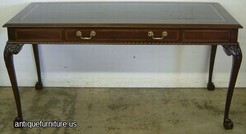 Antique Drexel Mahogany Leather Top Library Table