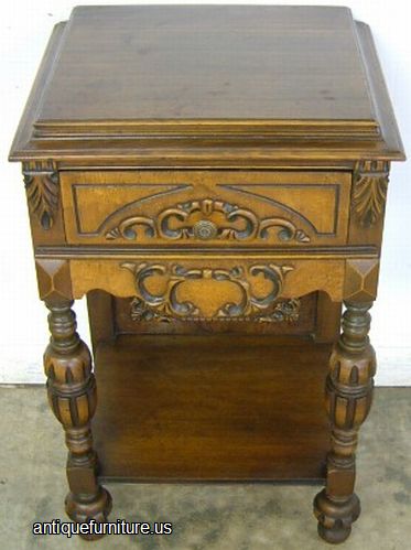 Antique Ornate Walnut Nightstand
