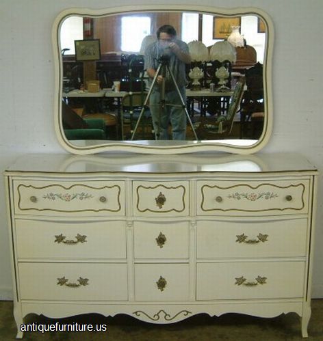 Antique Paint Decorated Dresser Mirror