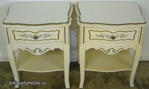 Antique Pair Paint Decorated Nightstands