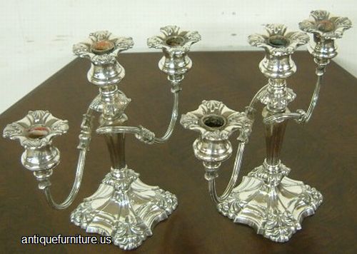 Antique Pair Silverplate Candelabras