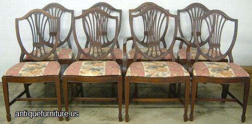 Antique Set Mahogany Shieldback Dining Chairs
