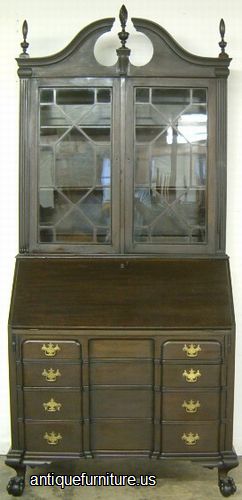 Antique Mahogany Ball Claw Block Front Governor Winthrop Desk