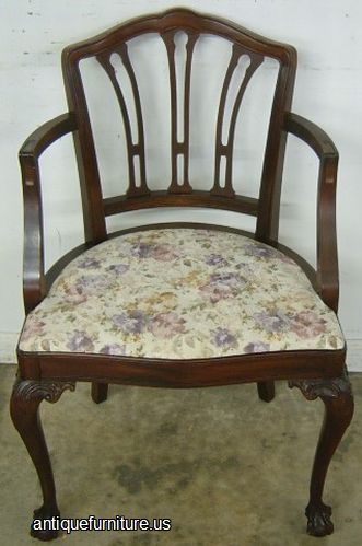 Antique Mahogany Ball Claw Desk Chair