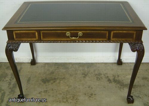 Antique Drexel Mahogany Leather Top Library Table