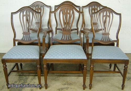 Antique Set 6 Walnut Dining Chairs