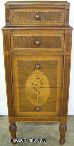 Antique Inlaid Burl Walnut Commode