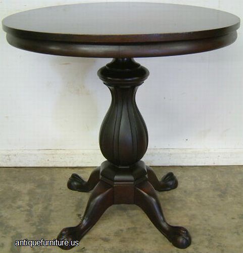 Antique Mahogany Ball And Claw Pedestal Center Table