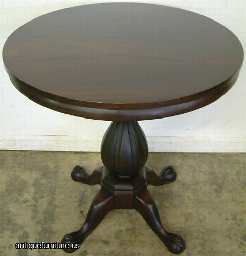 Antique Mahogany Ball And Claw Pedestal Center Table