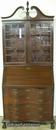 Antique Mahogany Governor Winthrop Desk With Bookcase