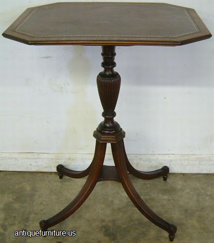 Antique Mahogany Leather Top Lamp Table