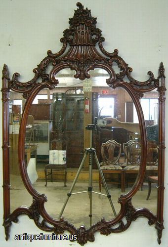 Antique Ornate Mahogany Mirror