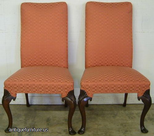 Antique Pair Of Queen Ann Upholstered Mahogany Boudoir Chairs