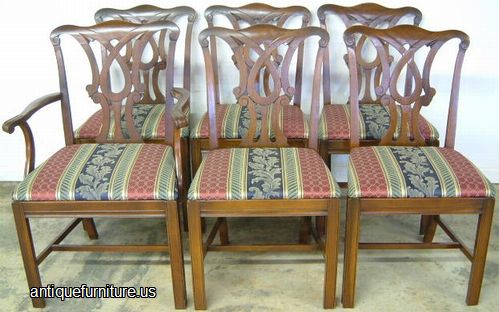 Antique Set Of 6 Walnut Dining Chairs