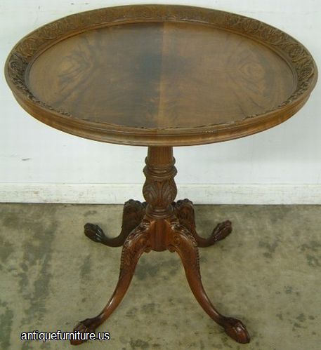 Antique Ornate Burl Walnut Pie Crust Table