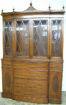 Antique Inlaid Mahogany Breakfront