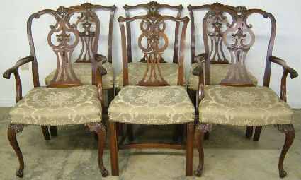 Antique Set Elegant Mahogany Dining Chairs