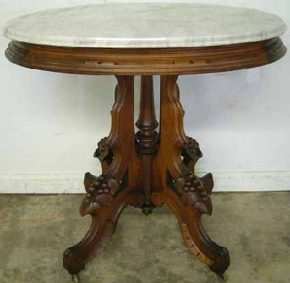 Antique Walnut Victorian Marble Top Table
