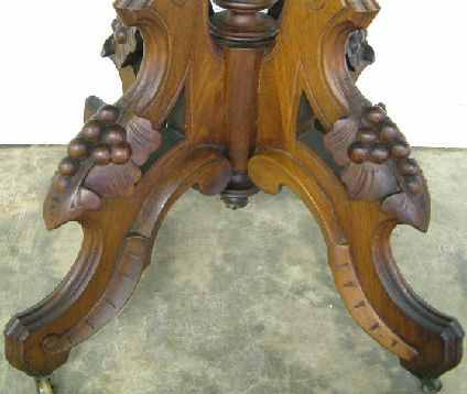 Antique Walnut Victorian Marble Top Table Carving