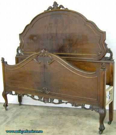 Antique Ornate Walnut Bed