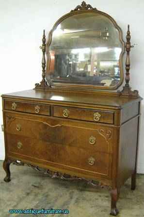Antique Ornate Walnut Dresser