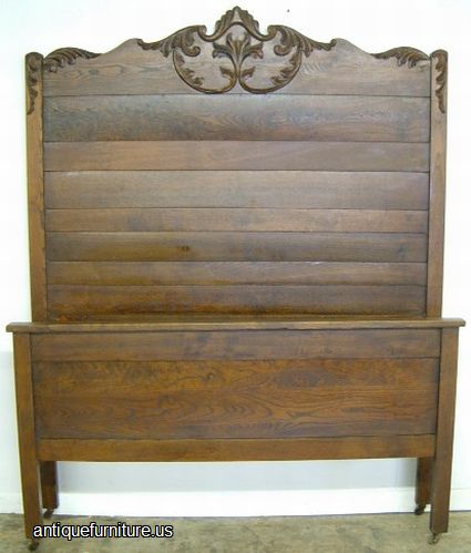 Antique Highback Oak Bed