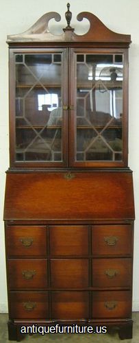 Antique Mahogany Drop Front Desk Bookcase