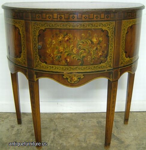 Antique Paint Decorated Demilune