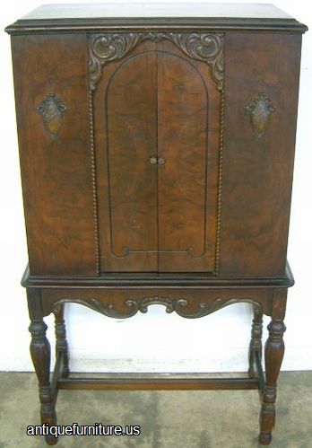 Antique Burl Walnut Radio Cabinet