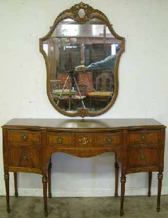 Antique Burl Walnut Vanity Mirror
