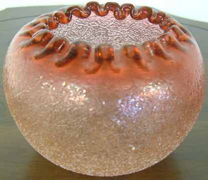 Antique Cranberry Overshot Rose Bowl