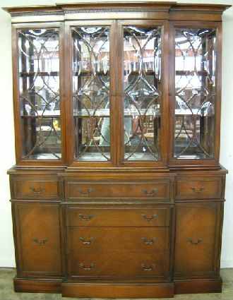 Antique Mahogany Bubble Glass Breakfront
