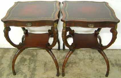 Antique Mahogany Leather Top Tables