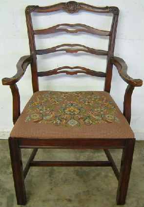 Antique Mahogany Needlepoint Dining Chair