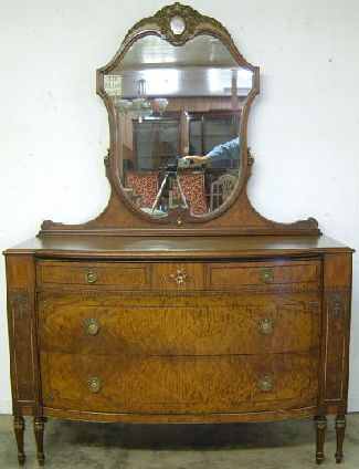 Antique Ornate Burl Walnut Dresser