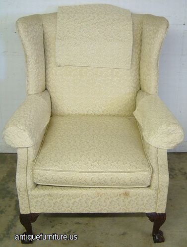 Antique Ball Claw Wingback Chair