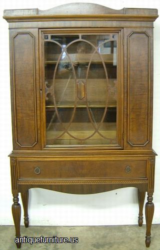 Antique Burl Walnut China Cabinet