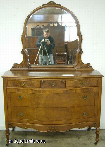 Antique Burl Walnut Dresser Mirror