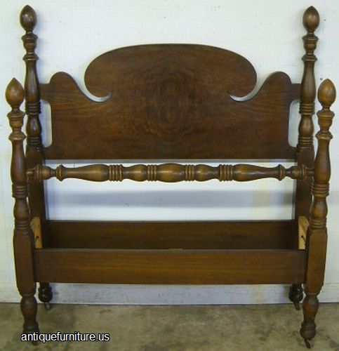 Antique Burl Walnut Poster Twin Bed