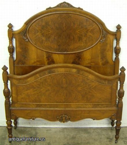 Antique Burl Walnut Twin Bed