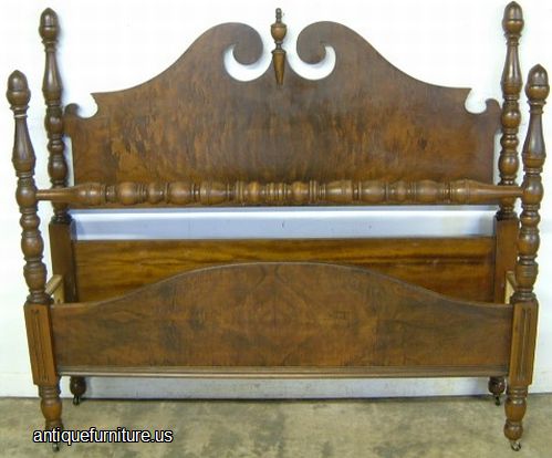 Antique Burl Walnut Bed