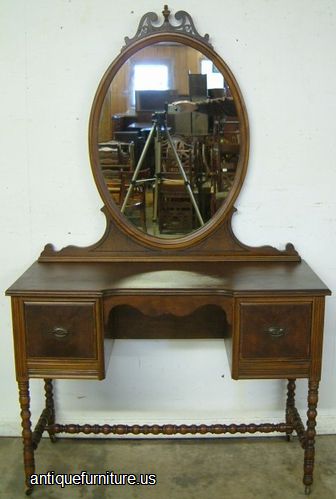 Antique Burl Walnut Vanity