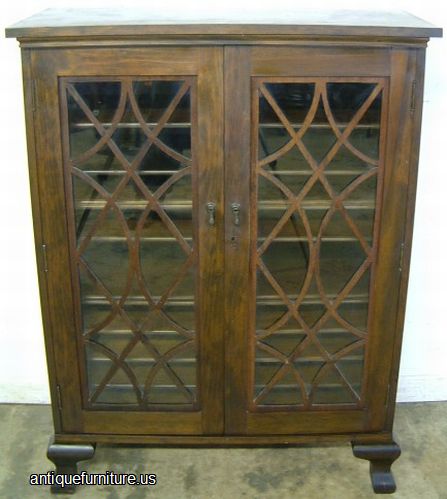 Antique Glass Door Bookcase Music Cabinet