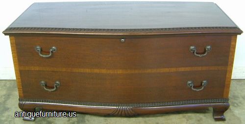 Antique Mahogany Banded Inlay Cedar Chest